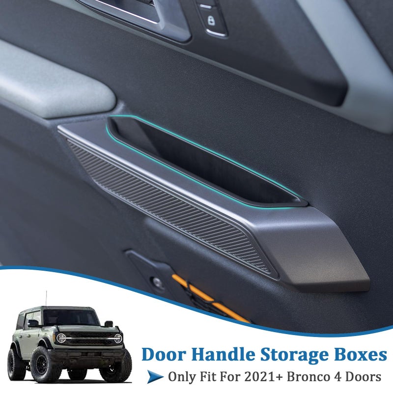 TOPINSTALL 4 Door Handle Storage Box Compatible with Ford Bronco 2021-2025 Accessories, Phone Holder Front and Rear Door Grab Handle Pocket Storage ABS Plastic-4PCS (Not for Sport Model) - Image 3